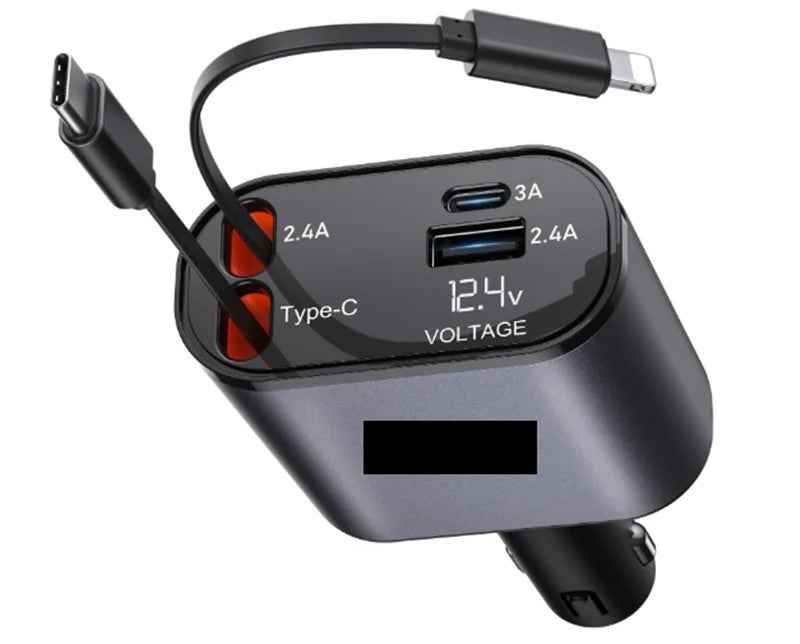 Bluejw 100W Car Charger Adapter 4 in 1 with Retractable Cable - Fast Charging Car Phone Charger for Automobile - Image 2